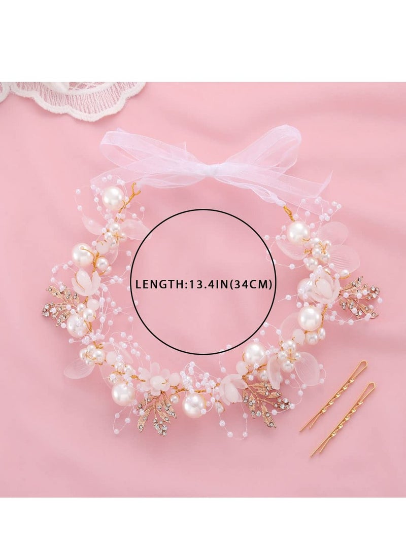 أوزيغالور إكسسوارات شعر زهور اللؤلؤ للعرائس والفتيات وتاج النساء والرضع. - Image 4