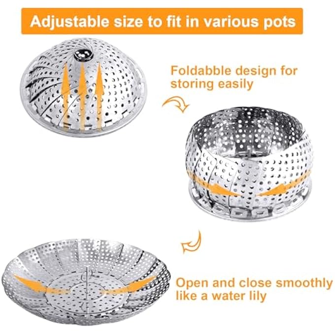 Bukela Vegetable Steamer Basket Stainless Steel Folding Steaming Basket Expandable Collapsible Insert For Cooking Pot Size 59 To 98 Inch - Image 4