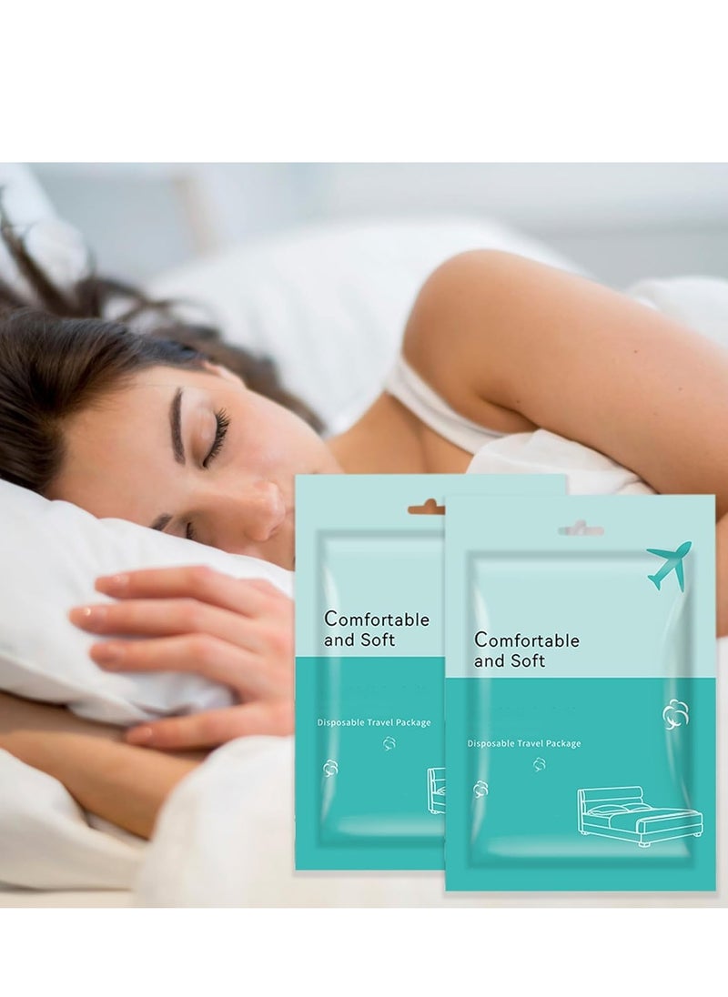 KASTWAVE طقم فراش مسافر Disposable من 4 قطع، شراشف Disposable لتغطية السرير، غطاء فراش محمول، طقم فراش Disposable مع 2 شراشف سرير و 2 غطاء لحاف و 4 غطاء وسادة للسفر  - Image 1