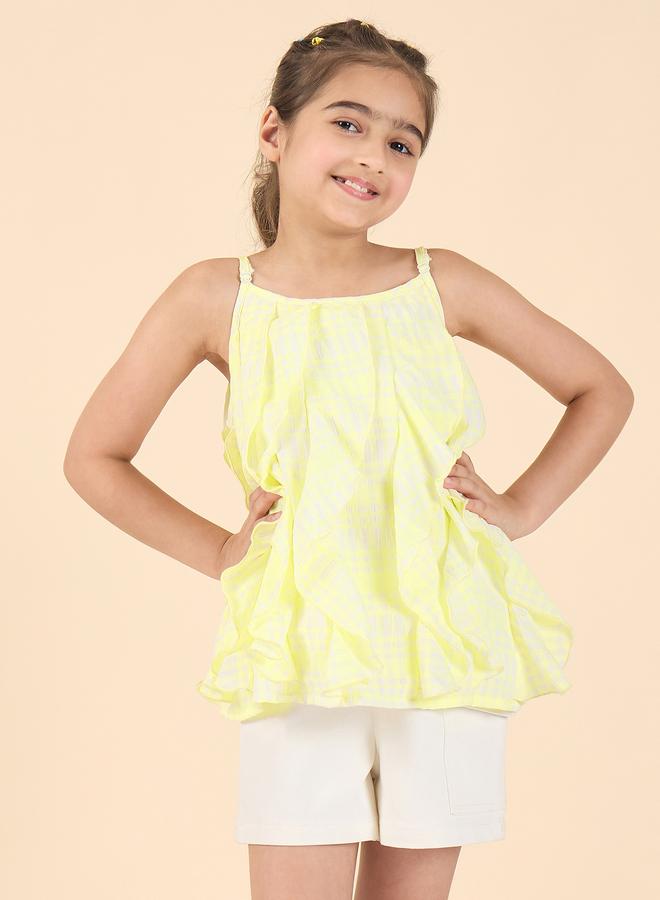 Stylo Bug Girls Checks Print Strappy Top With Shorts Set - Image 1