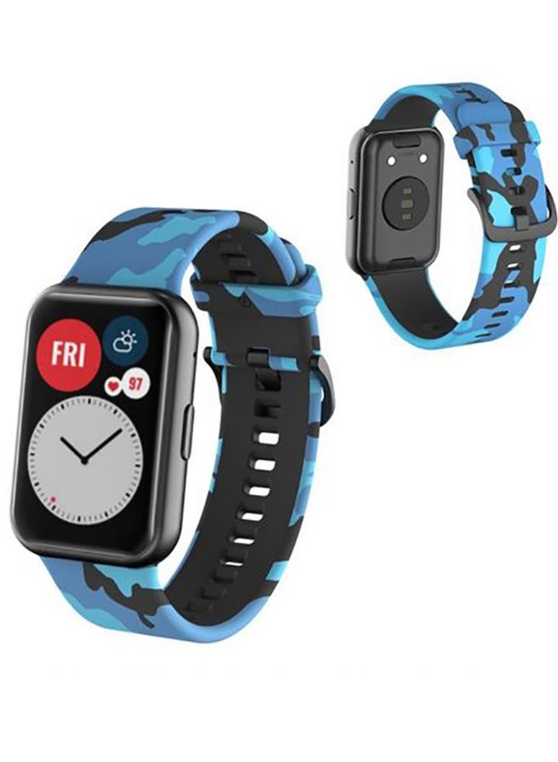 Huawei Fit Soft Silicone Replacement Strap With Army Design -Multicolor - Image 2