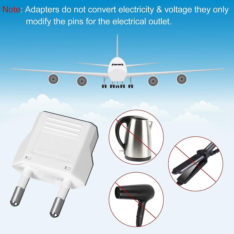 Romeda 6 Pack US to Europe Plug Adapter - Type C European Travel Adapter, Wall Plug Power Converter for Europe (White) - Image 4