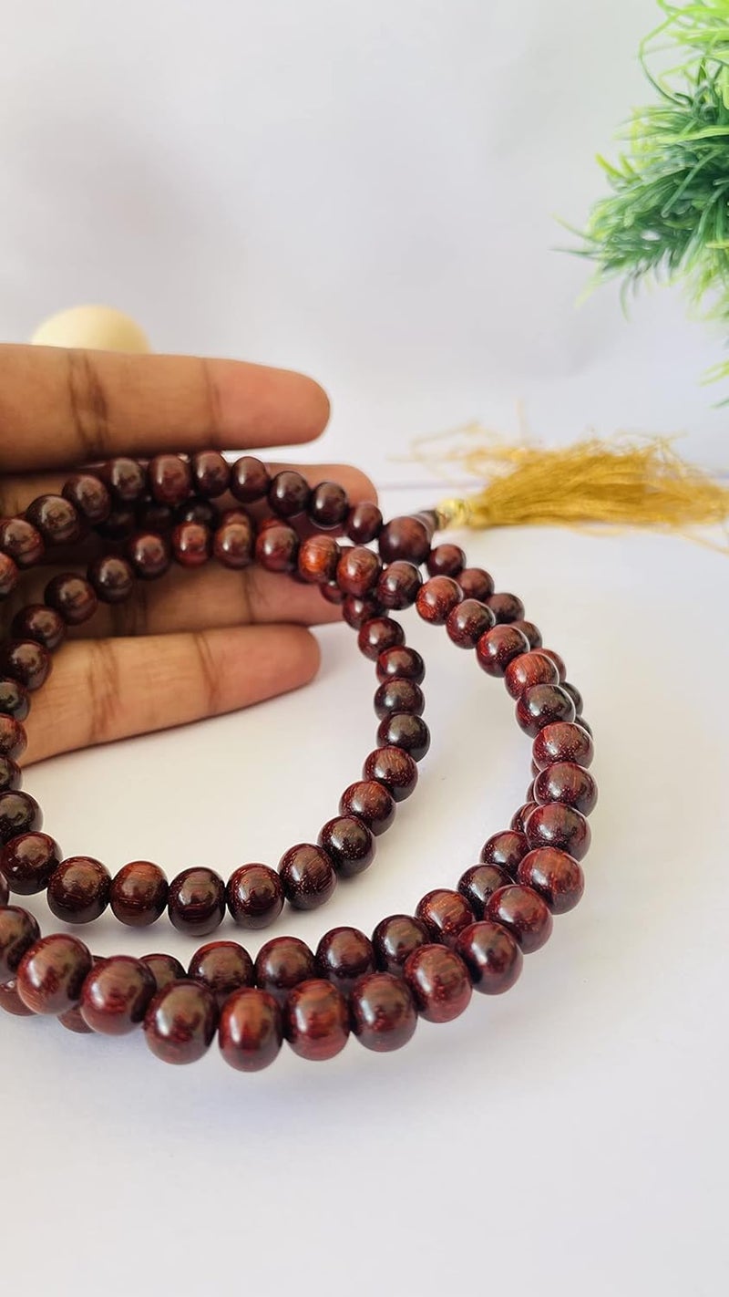 RDK Red Sandalwood (Lal Chandan) Islamic Tasbih Prayer Mala Beautiful Engraved Allah Mohammad TASBEEH/Muslim Prayer Beads/TASBIH/SIBHAA Islamic Salat Prayer Tasbeeh 100 Beads 6 MM - Image 3