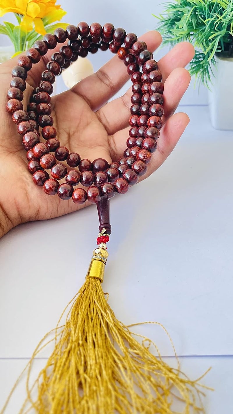 RDK Red Sandalwood (Lal Chandan) Islamic Tasbih Prayer Mala Beautiful Engraved Allah Mohammad TASBEEH/Muslim Prayer Beads/TASBIH/SIBHAA Islamic Salat Prayer Tasbeeh 100 Beads 6 MM - Image 4