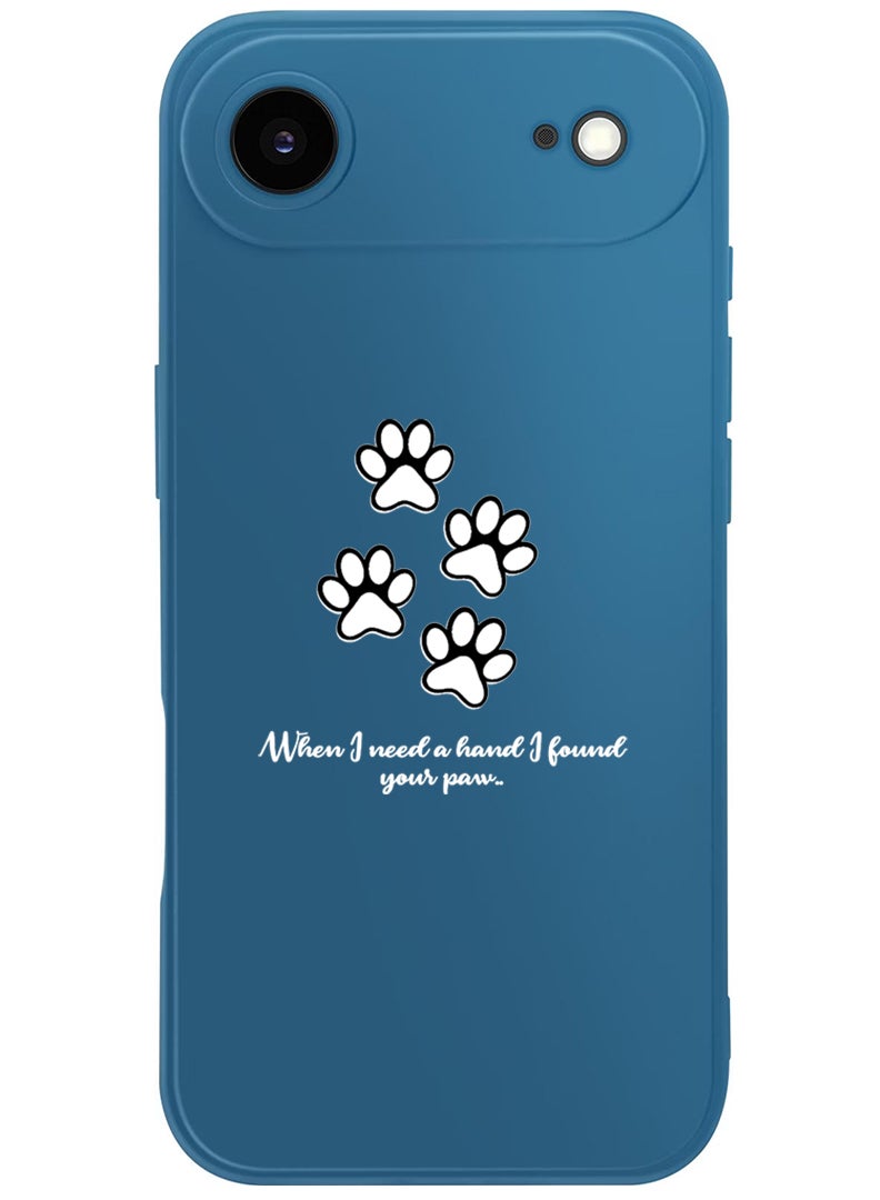 Theodor Protective Slim Fit Case Liquid Silicone Cover with Full Body Protection Anti-Scratch Shockproof Case For Apple iPhone 17 Air (Blue) paw print - White - Image 1