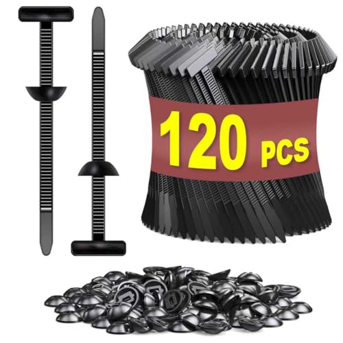 SCYON Cable Tie Buckle, Nylon Universal Cable Tie Buckle Zip Tie, 120 PCS, New T Nylon Automotive Clips for Car Fender, Engine Cover, Mudguard Fastener, Automotive Replacement Screw Fixing. - Image 1