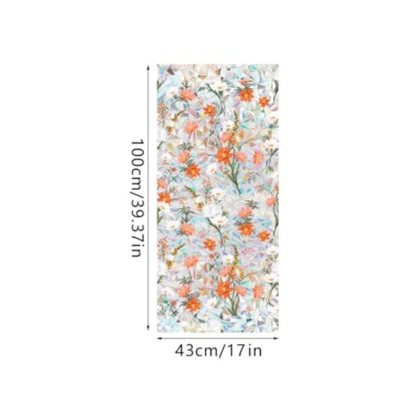 Rainbow Boho Daisy Flowers Privacy Film - 3D Decorative Vinyl Stained Glass Window Clings, Static Cling Decals, Non-Adhesive Sticker, 15.75 x 40 Inches - Image 5