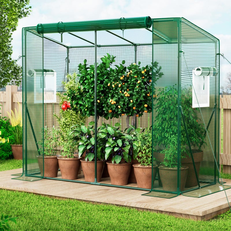 SPECILITE Heavy Duty Lean to Greenhouse for Outside, Portable Walk-in Green House with Thicken PE Cover, Roll-Up Zippered Door & 2 Ventilation Mesh Windows, Large Plastic Greenhouses for Outdoors - Image 1