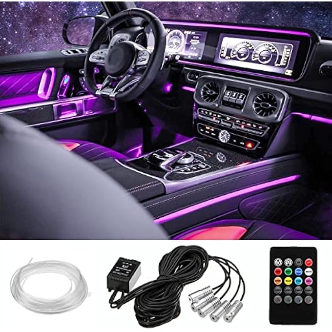 HOLDCY Car Led Strip Light Rgb Interior Car Lights 5 In 1 With 23622 Inches Fiber Optic Multicolor Dash Ambient Interior Lighting Kits Diy Mode And Music ModeSound Active Function - Image 1