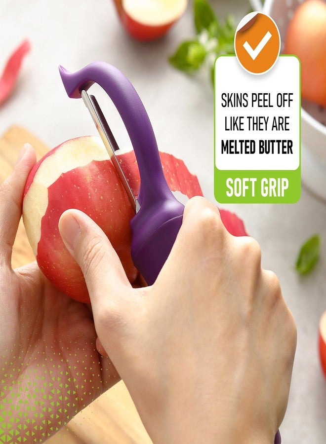 Spring Chef Professional Purple Swivel Vegetable Peeler for Kitchen, Stainless Steel Potato Peeler with Soft Grip Handle, Perfect For Veggie, Fruit, Carrot, Apple, Cucumber - Dishwasher Safe - Image 4