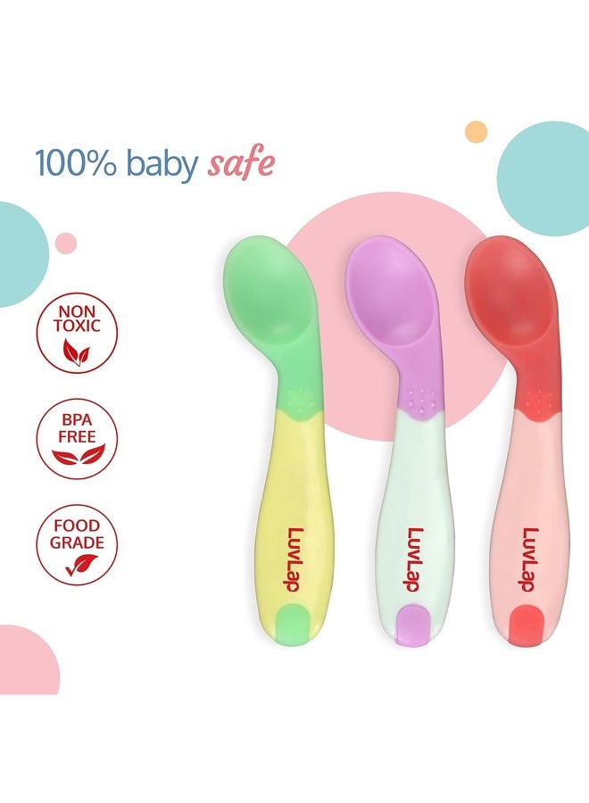 Luvlap Heat Sensing Baby Spoon Set Of 3, Bpa Free Material With Food Grade Heat Sensing Silicone Tip, Baby Self Feeding Utensil, Baby Weaning Spoon For Kids, 3 Months+ (Multi-Colour), 11.5 Centimeter - Image 5