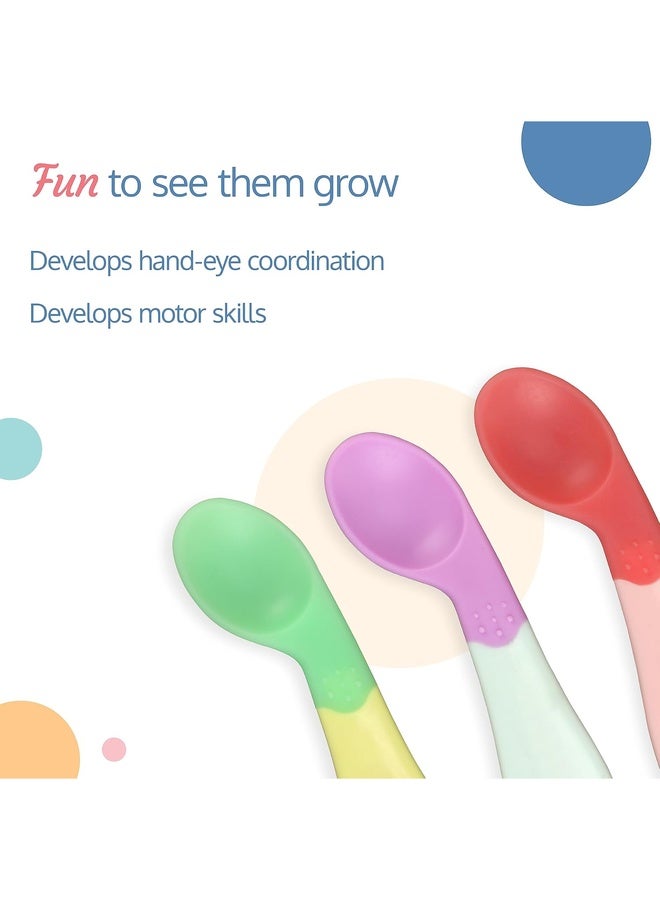 Luvlap Heat Sensing Baby Spoon Set Of 3, Bpa Free Material With Food Grade Heat Sensing Silicone Tip, Baby Self Feeding Utensil, Baby Weaning Spoon For Kids, 3 Months+ (Multi-Colour), 11.5 Centimeter - Image 4