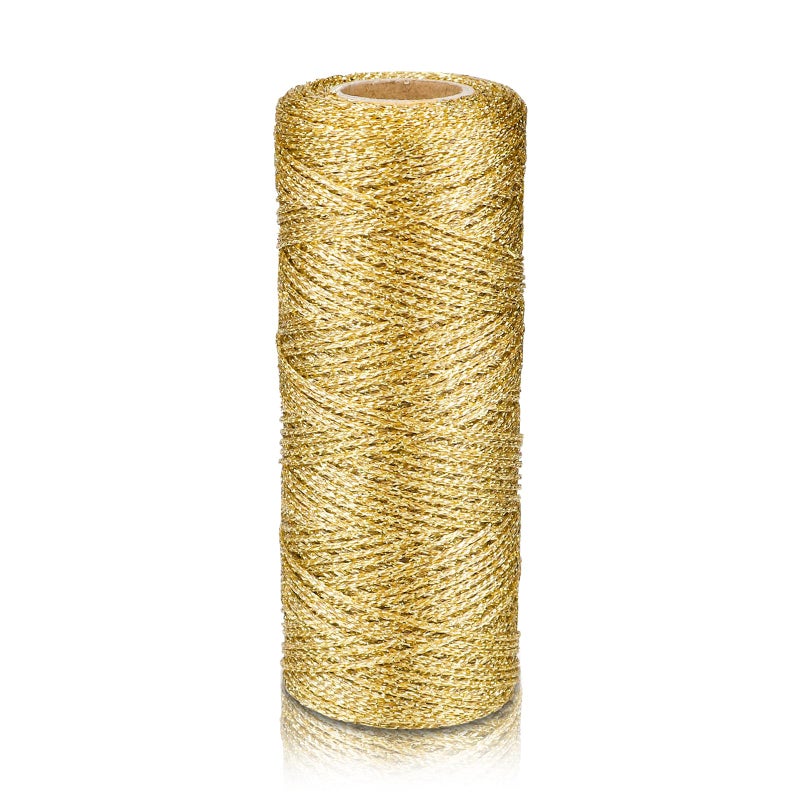 OXDFK Gold Metallic Bakers String, 110 Yards/328 Feet, 1mm Diameter, Glitter Twine for Crafts, DIY, Christmas Decor, Presents - Image 1