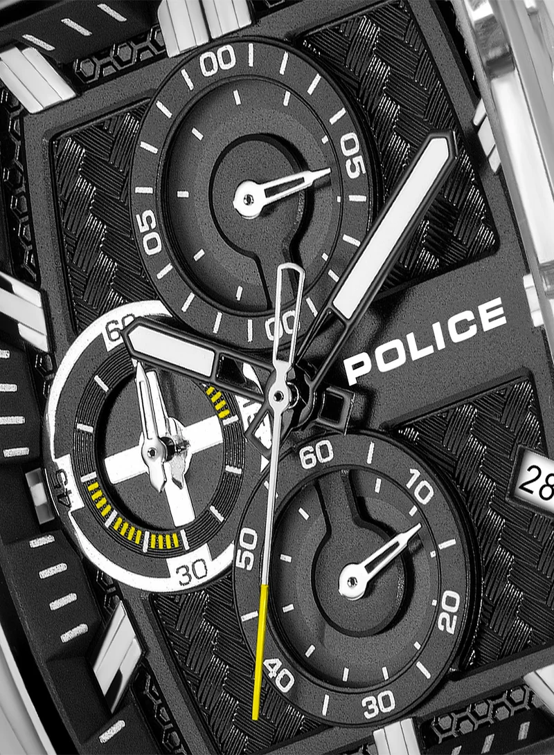 Police Blue/Brown/Green/Black Men's Clout Tank Four Interchangeable Silicone Straps Chronograph Watch for Men, 53.5mm for Men | Best Price UAE