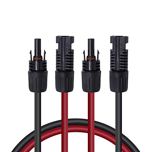 Renogy 20FT 12AWG Solar Panel Extension Cable with Female and Male Connectors, 20Ft. 12AWG, 1 Pair 20' 12 Gauge Red and Black - Image 1