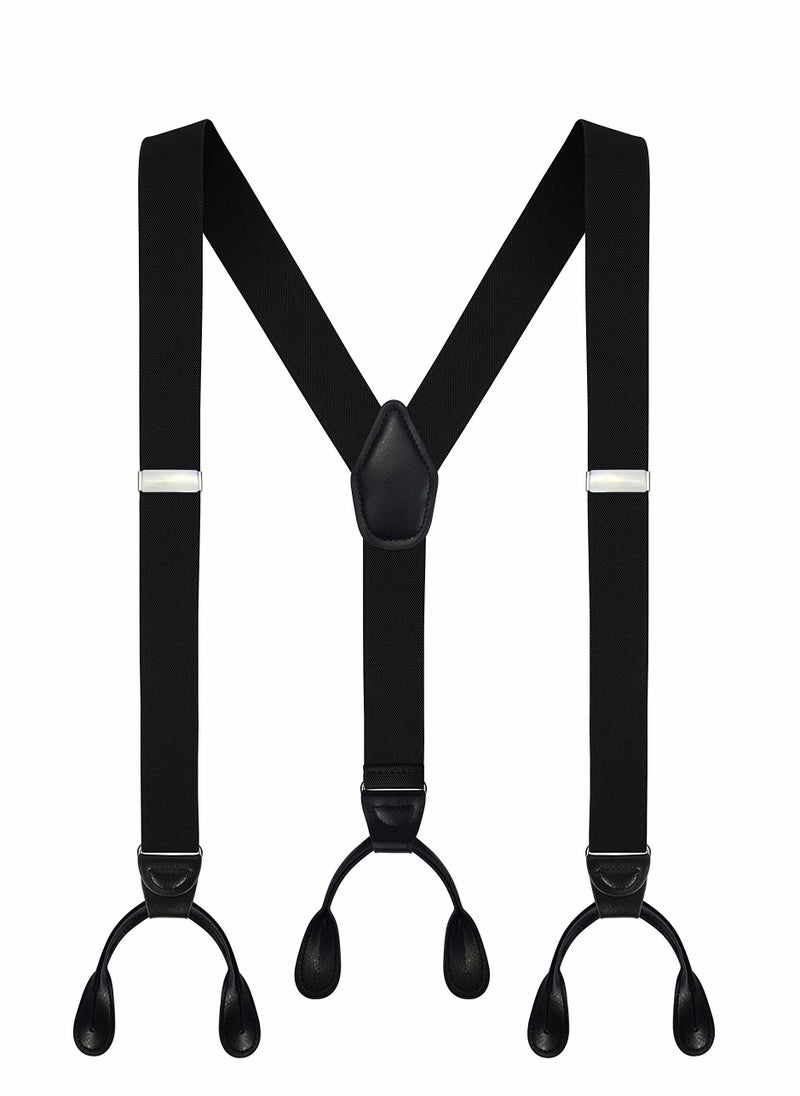 KASTWAVE - Men's Y-Back Wide Button End Elastic Adjustable Suspenders, Y Shape Tuxedo Suspender by, Men with Stylish Leather Ends Durable Long Lasting Stretch Ultimate Fashion - Image 1