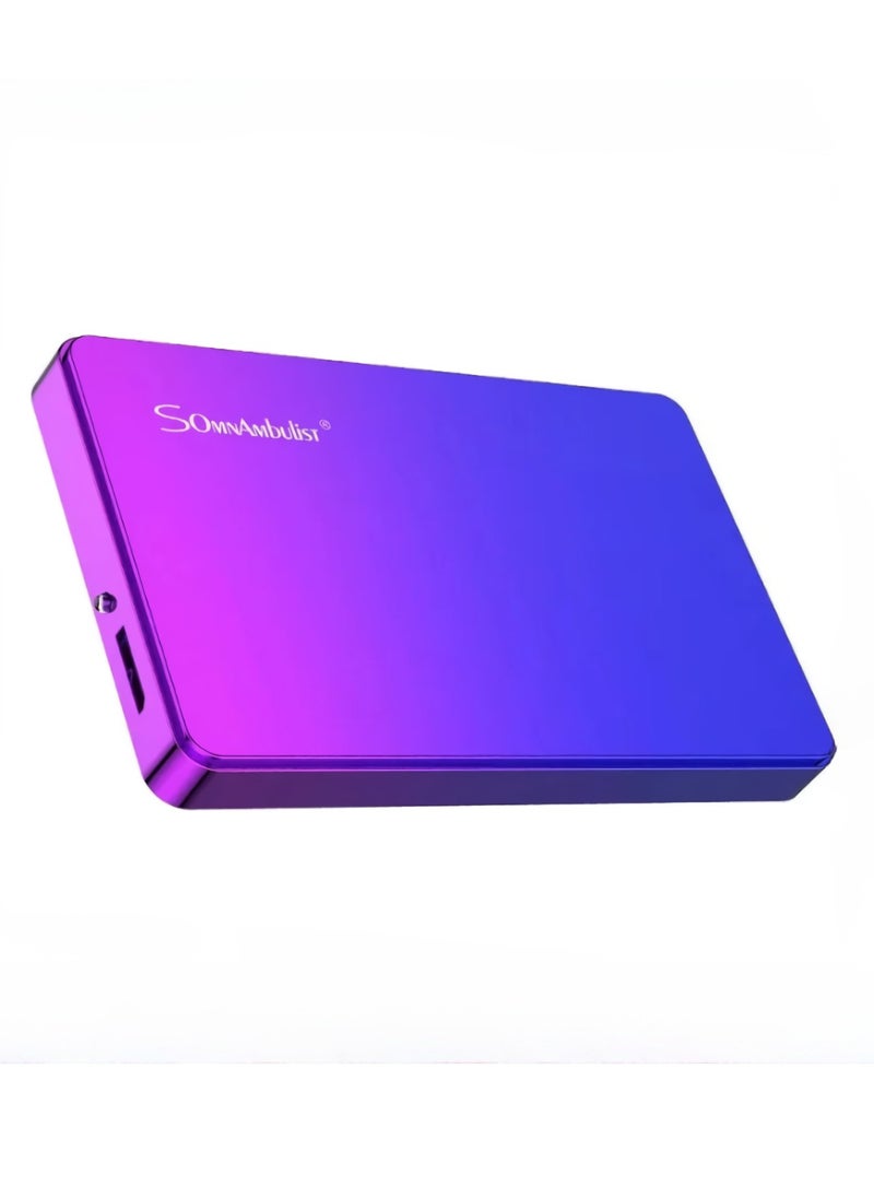AROAQ External Hard Drive, USB3.0 Ultra Slim HDD Storage Device, Portable Compact High-speed Mobile Hard Disk Compatible for Pc, Desktop, Mobiles, Laptop, Game Console, Ps4, (Gradient Blue Purple, 250GB)  - Image 1