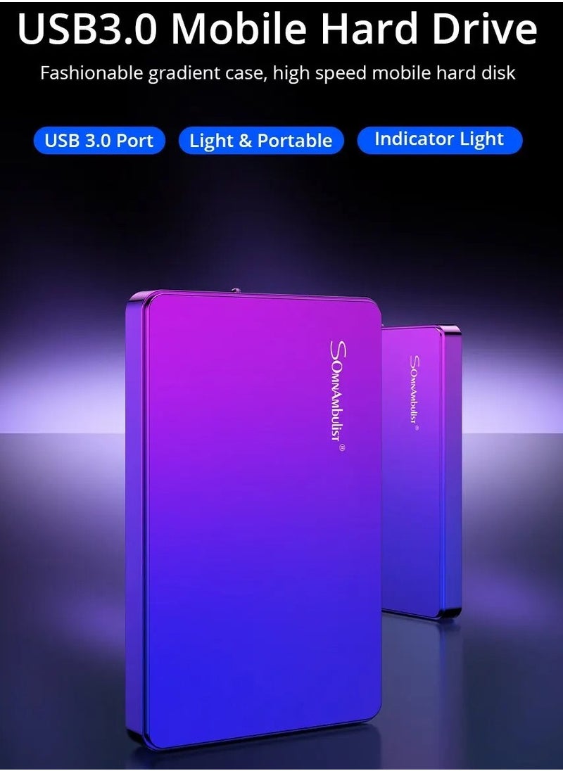 AROAQ External Hard Drive, USB3.0 Ultra Slim HDD Storage Device, Portable Compact High-speed Mobile Hard Disk Compatible for Pc, Desktop, Mobiles, Laptop, Game Console, Ps4, (Gradient Blue Purple, 250GB)  - Image 2