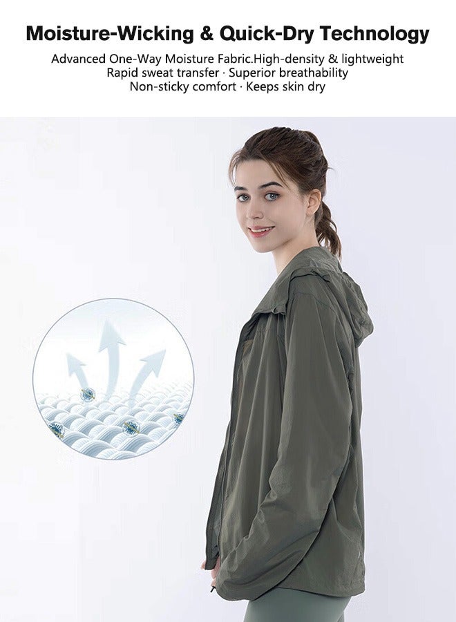Sunnaltree UPF 50+ UV Sun Protection Clothing for Men&Women, Lightweight Sun Protection Ice Silk Clothing Long Sleeve Hoodie Sun Shirt, Summer Elastic Quick Dry Sun Shirts Full Zipper Fishing Jacket - Image 4