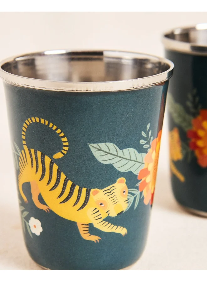 Chumbak Marigold Steel Small Tumblers - Blue