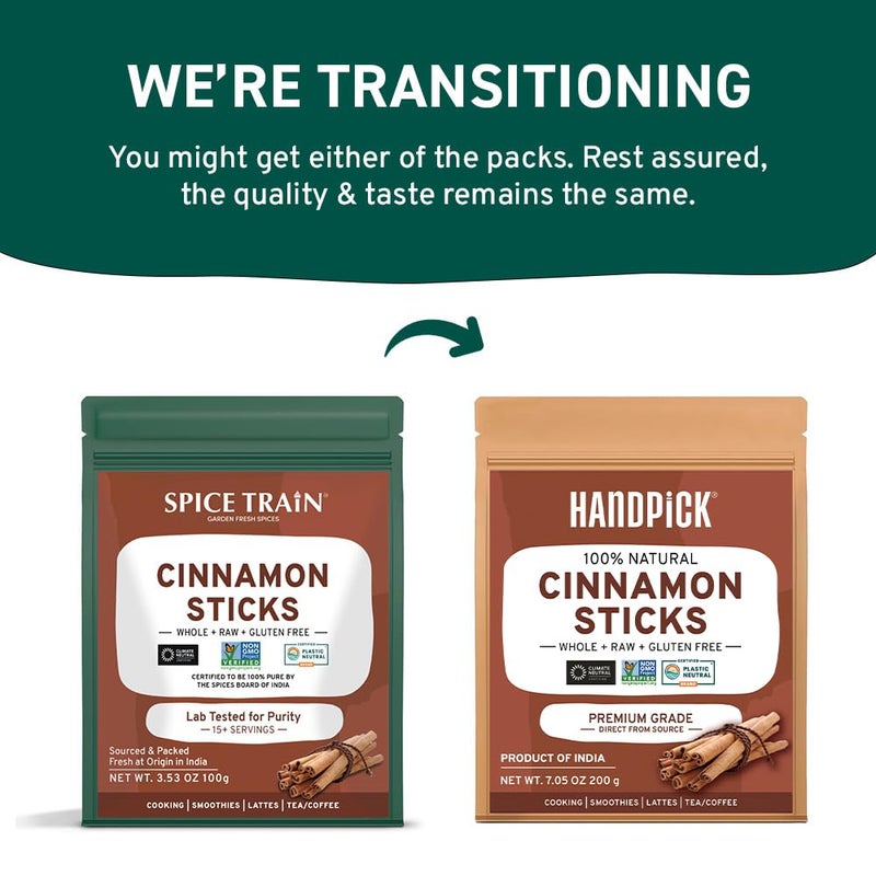 HANDPICK, Cinnamon Sticks (7 oz) 100% Raw, Non-GMO, Gluten-Free | Premium Quality | Resealable Ziplock Pouch | Perfect for Baking, Cooking & Beverages - Image 2