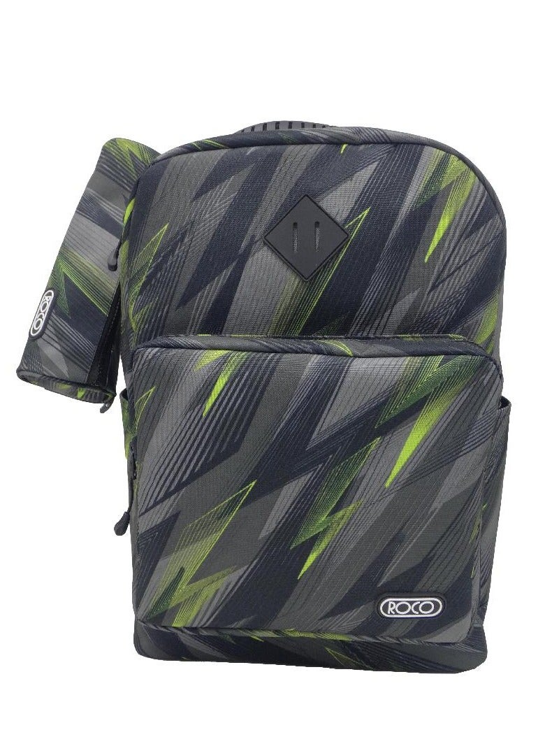 روكو حقيبة ظهر تجريدية متعرجة مع ملحق