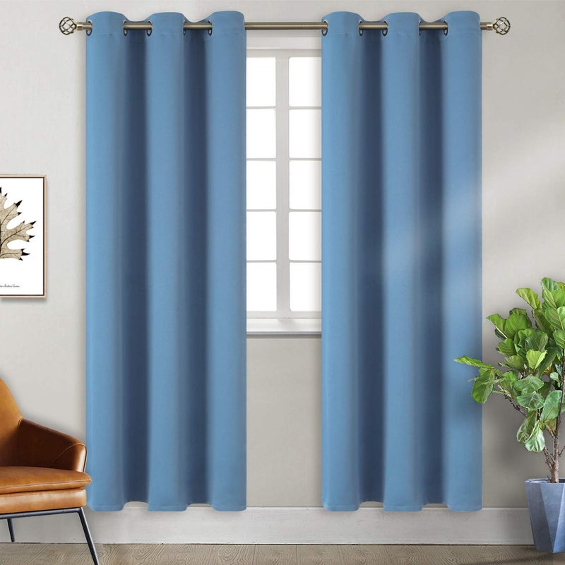 BGment Blackout Curtains for Bedroom - Grommet Thermal Insulated Room Darkening Curtains for Living Room  Set of 2 Panels (38 x 84 Inch  Faded Denim) - Image 1