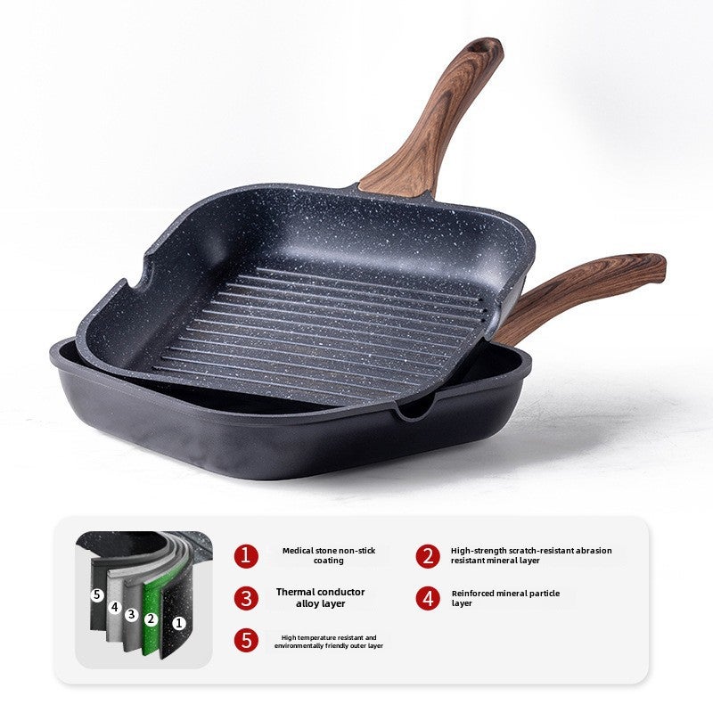 Maifanite Special Steak Frying Pan Breakfast Pan Frying Egg Multi-functional Household Non-stick Pan Xiaomuan Teacher Same(24cm thick steak pot) - Image 4