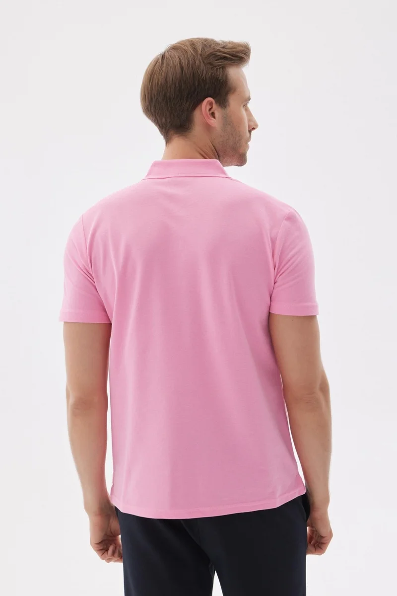 اوديلون Men's Basic Polo Neck T-Shirt (Regular Fit) Pink