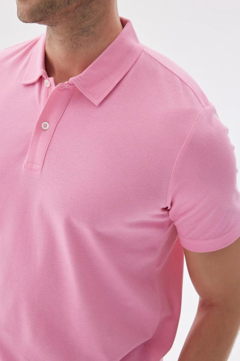 اوديلون Men's Basic Polo Neck T-Shirt (Regular Fit) Pink
