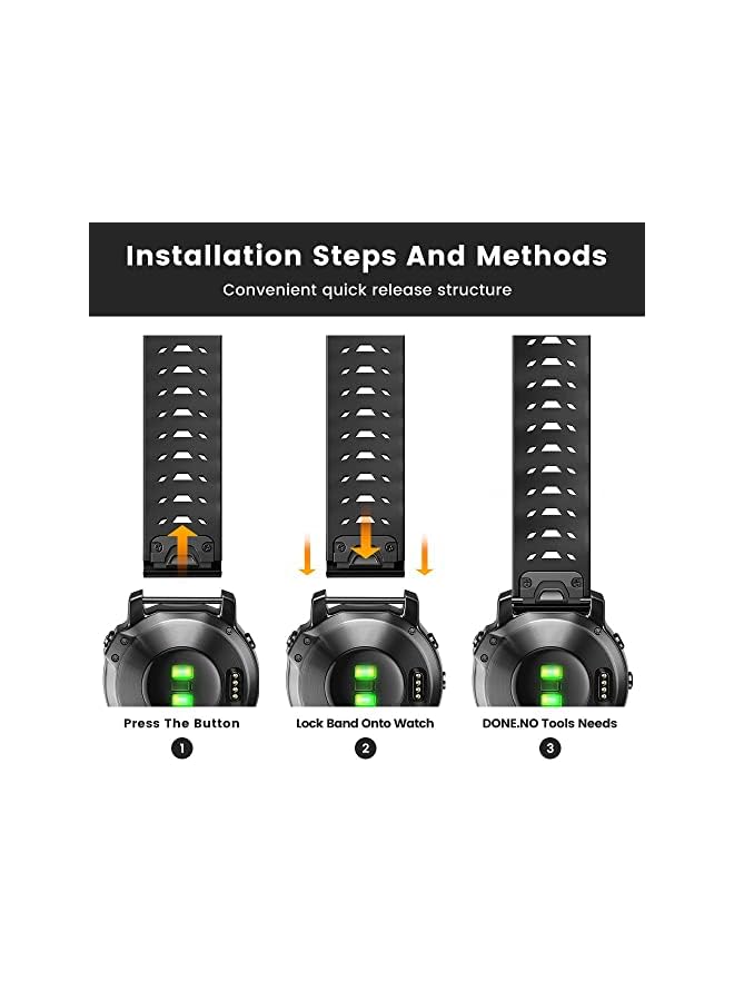 Dado - Double Color Ventilated Design Silicone strap 22 mm Compatible with Garmin watch Fenix 7 | Fenix 6 | Fenix 5 | 6 Pro | 5 Plus | Approach S60 Smartwatch strap - Image 1