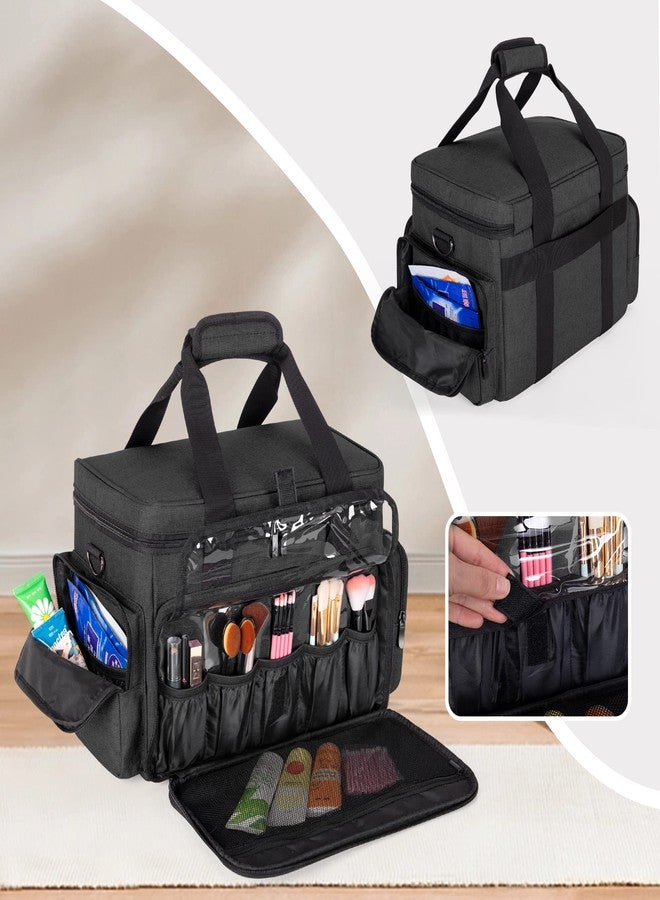 BAFASO Large Makeup Bag with 2 Removable Pouches and Detachable Dividers, Multifunctional Cosmetic Bag to Keep Makeup and Hair Supplies (Patent Pending), Black - Image 4