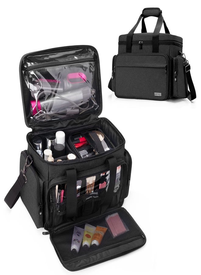 BAFASO Large Makeup Bag with 2 Removable Pouches and Detachable Dividers, Multifunctional Cosmetic Bag to Keep Makeup and Hair Supplies (Patent Pending), Black - Image 1