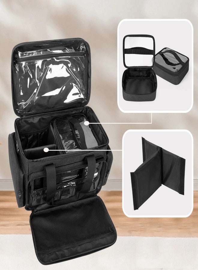 BAFASO Large Makeup Bag with 2 Removable Pouches and Detachable Dividers, Multifunctional Cosmetic Bag to Keep Makeup and Hair Supplies (Patent Pending), Black - Image 3