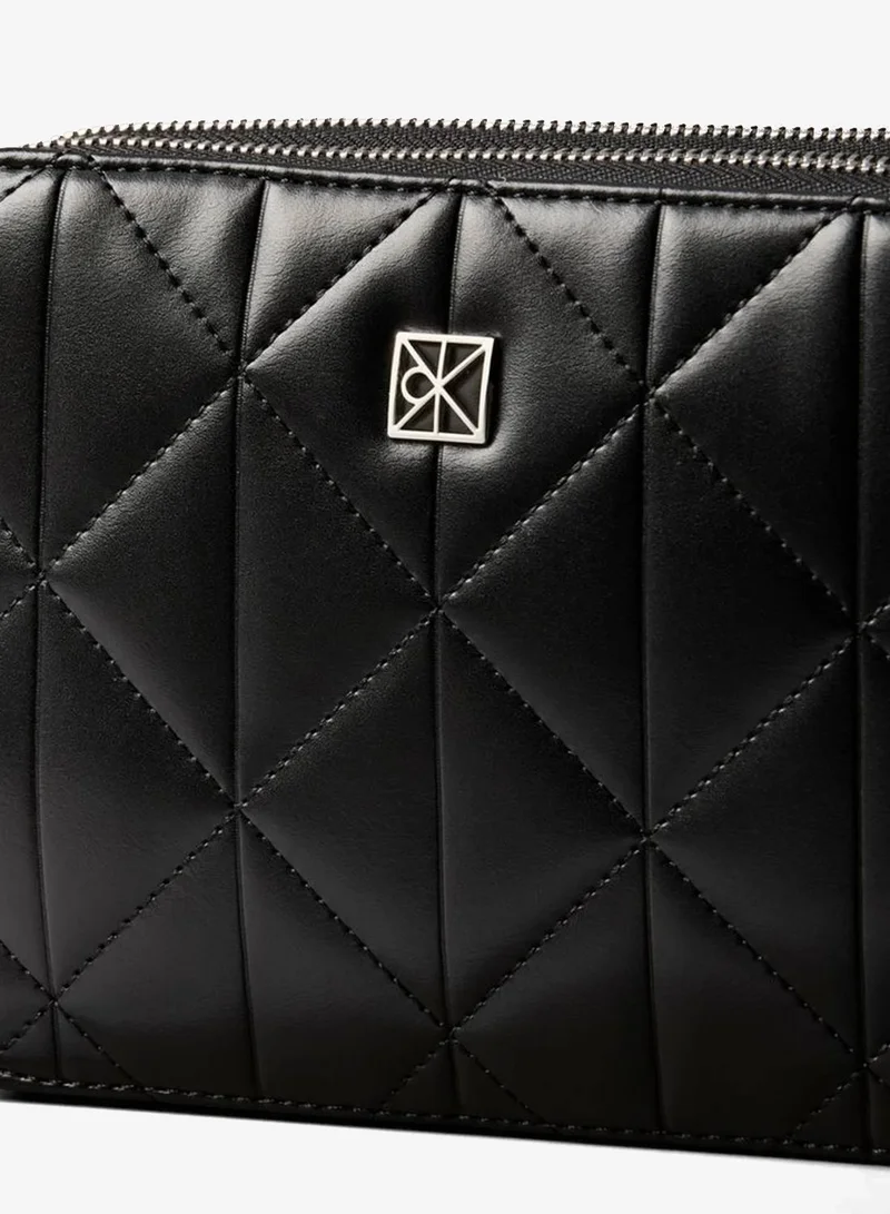 Calvin Klein Black Quilted Emblem Logo Double Zip Camera Bag for Women | Best Price UAE