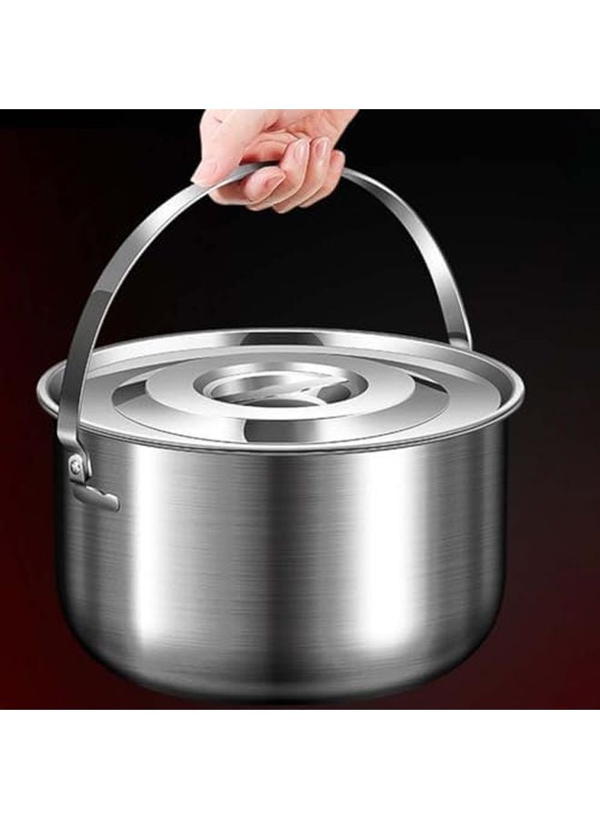 2 4 لتر قدر طبخ للتخييم من الفولاذ المقاوم للصدأ مع غطاء ومقبض، سعة كبيرة للتخييم الخارجي وحمل الظهر والمشي لمسافات طويلة - Image 5