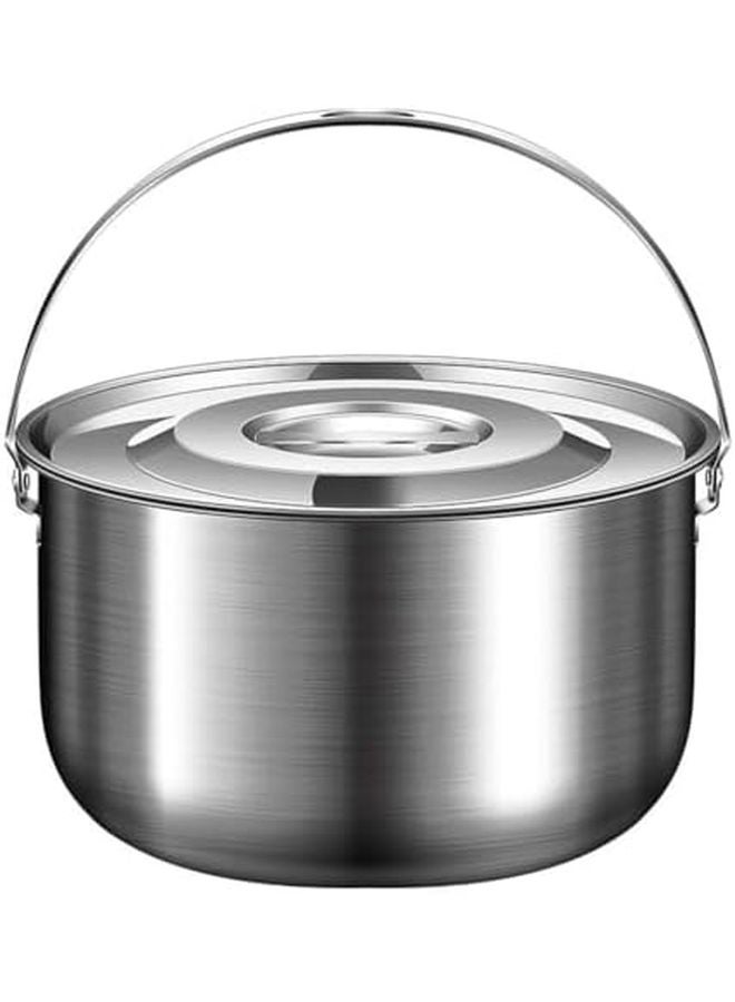 2 4 لتر قدر طبخ للتخييم من الفولاذ المقاوم للصدأ مع غطاء ومقبض، سعة كبيرة للتخييم الخارجي وحمل الظهر والمشي لمسافات طويلة - Image 2