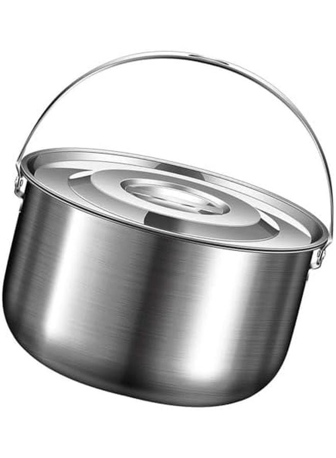 2 4 لتر قدر طبخ للتخييم من الفولاذ المقاوم للصدأ مع غطاء ومقبض، سعة كبيرة للتخييم الخارجي وحمل الظهر والمشي لمسافات طويلة - Image 4