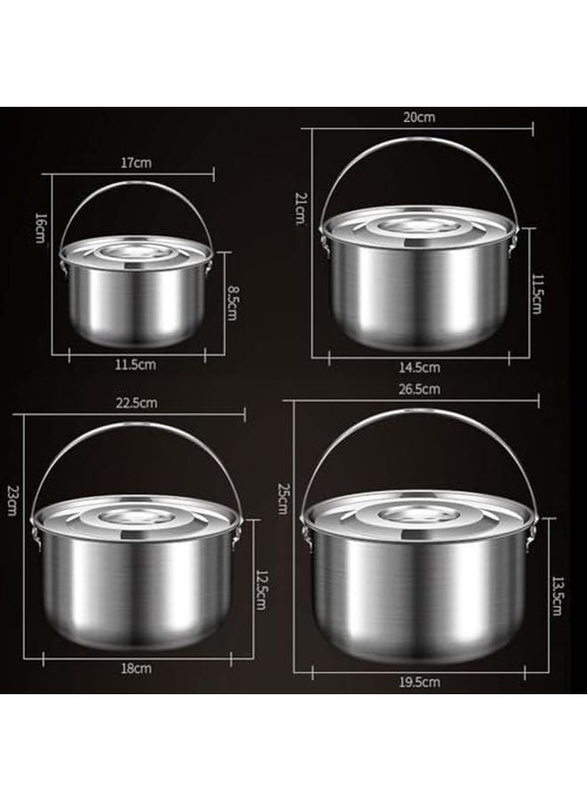 2 4 لتر قدر طبخ للتخييم من الفولاذ المقاوم للصدأ مع غطاء ومقبض، سعة كبيرة للتخييم الخارجي وحمل الظهر والمشي لمسافات طويلة - Image 3