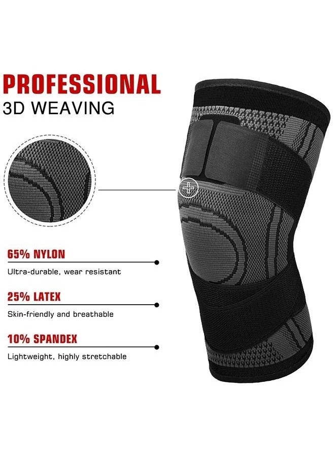2-Piece Knee Brace Compression Knee Sleeve for Men & Women Knee Pad Support Running Cycling Basketball with Adjustable Strap Wrap（L） - Image 4