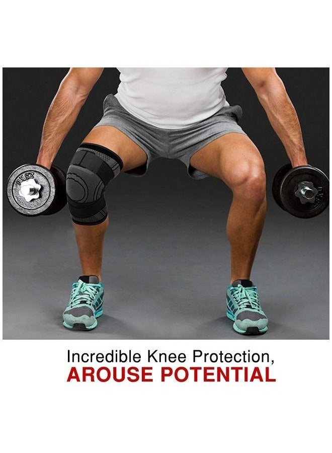 2-Piece Knee Brace Compression Knee Sleeve for Men & Women Knee Pad Support Running Cycling Basketball with Adjustable Strap Wrap（L） - Image 5