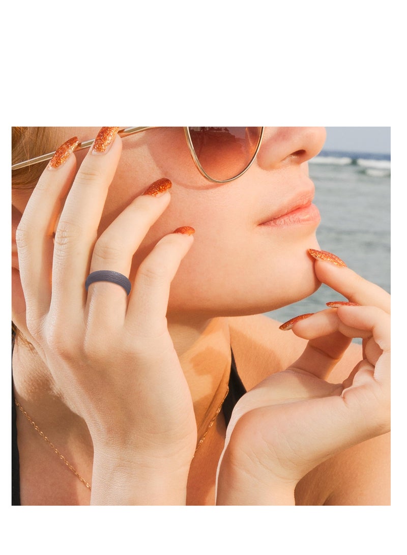 Y&D Silicone Wedding Bands for Men & Women, Pack of 5, Rubber Engagement Band, Flexible Rings Glitter Ring Workout Womens Rings, 5.7mm Women - Image 3