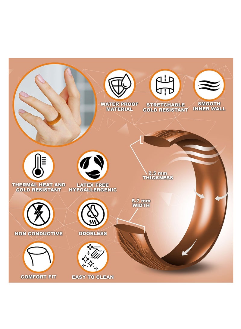 Y&D Silicone Wedding Bands for Men & Women, Pack of 5, Rubber Engagement Band, Flexible Rings Glitter Ring Workout Womens Rings, 5.7mm Women - Image 5