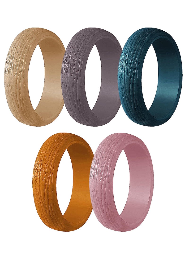 Y&D Silicone Wedding Bands for Men & Women, Pack of 5, Rubber Engagement Band, Flexible Rings Glitter Ring Workout Womens Rings, 5.7mm Women - Image 1