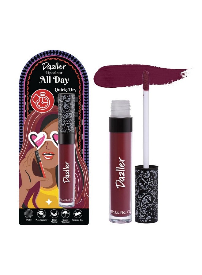 Dazller All Day Lipcolour Quick Dry|Moisturizing Kokum Butter|Non-Transfer & Smudge-proof|8hr stay|Liquid Lipstick for Women|QDLC032 Dark Rosewood|6g - Image 1
