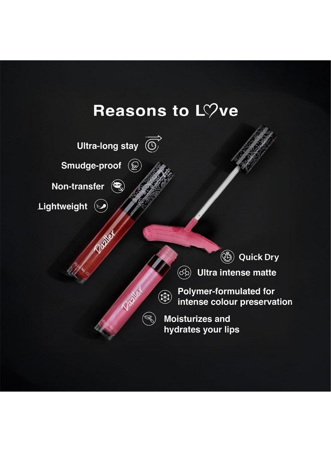 Dazller All Day Lipcolour Quick Dry|Moisturizing Kokum Butter|Non-Transfer & Smudge-proof|8hr stay|Liquid Lipstick for Women|QDLC032 Dark Rosewood|6g - Image 2