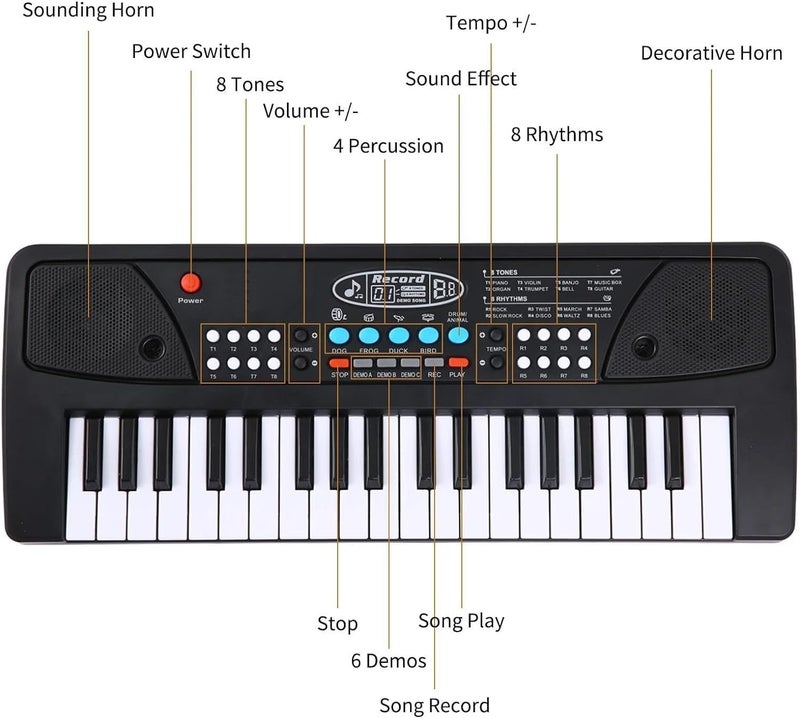 Storio Kids Piano Keyboard with Mic | 37 Keys, 8 Rhythms, 8 Tones & 6 Demo Songs | Electronic Musical Toy for Boys & Girls Age 2-5 | Educational & Recording Keyboard for Beginners - Image 5