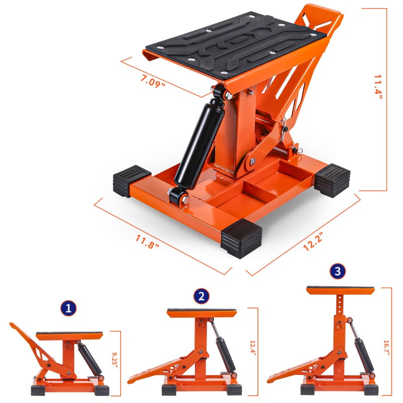 DAYIMADE Adjustable Dirt Bike Stand with with Tool Trays 1000LBS Capacity Hydraulic Lift Motorcycle Jack Stand Powersports Stand for Dirtbike, ATV, Motorcycle -Hoist Table for Dirt Pit Bike Repair, Maintenance - Image 5