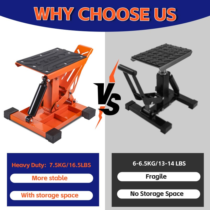DAYIMADE Adjustable Dirt Bike Stand with with Tool Trays 1000LBS Capacity Hydraulic Lift Motorcycle Jack Stand Powersports Stand for Dirtbike, ATV, Motorcycle -Hoist Table for Dirt Pit Bike Repair, Maintenance - Image 3