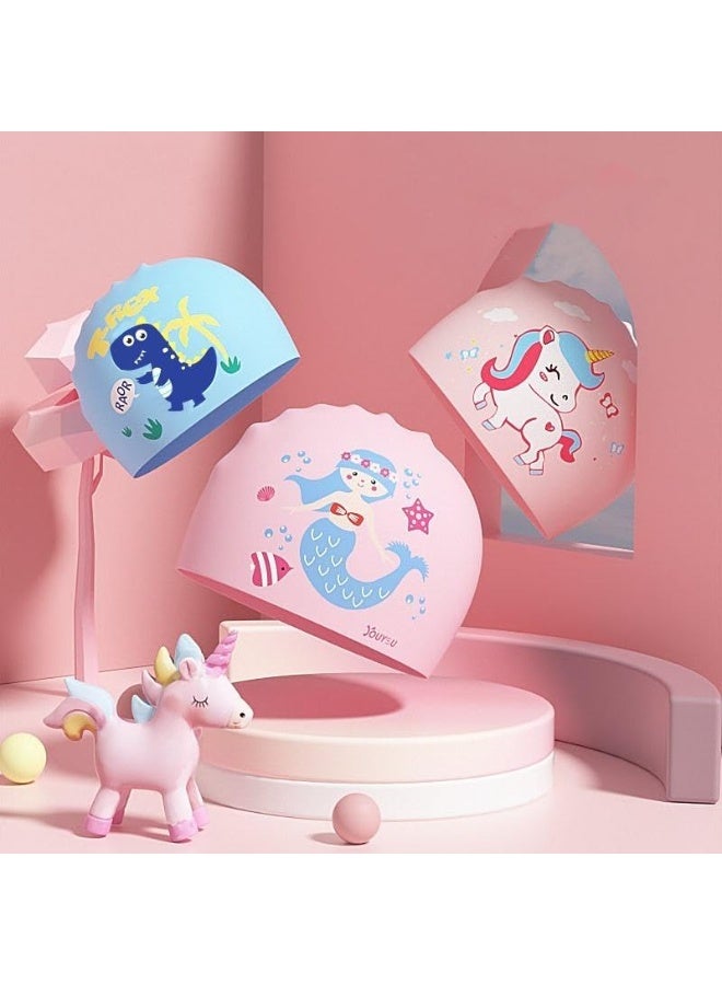 يويو بونيه سباحة أطفال سيليكون بتصميم حورية البحر – لون وردي - Image 4